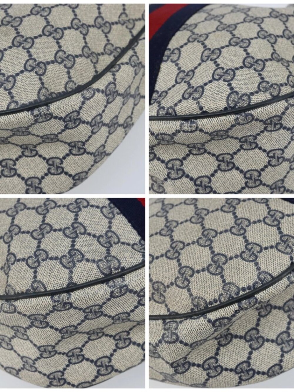 GUCCI GG Supreme Sherry Line Shoulder Bag PVC Navy Gold Auth LNZ160 - Picture 14 of 16
